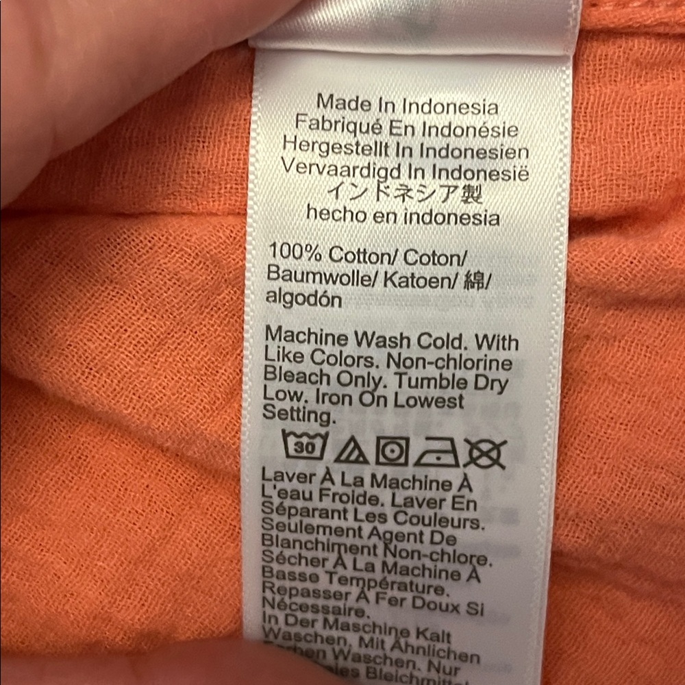 J. Crew Factory 100% Cotton Gauze Shirt Orange Button Down Size XL - Picture 13 of 13